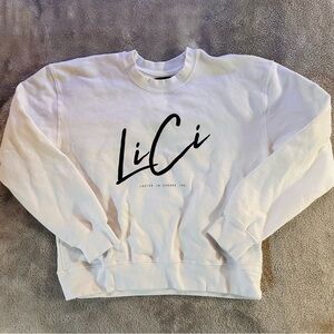 LiCi Fit Ladies In Charge Cropped Crewneck Sweatshirt in White - M